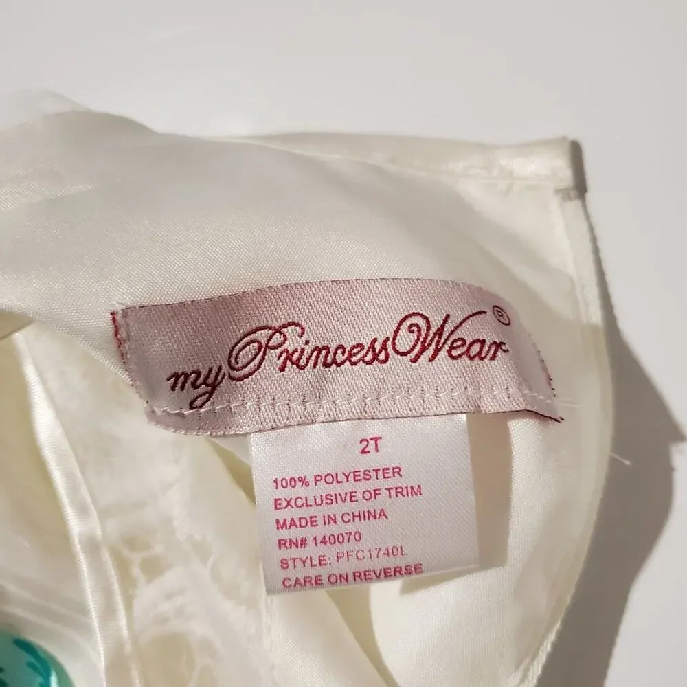 My Princess Wear 2T Formal Flower Girl White Lace Taffeta Fit and Flare Dress